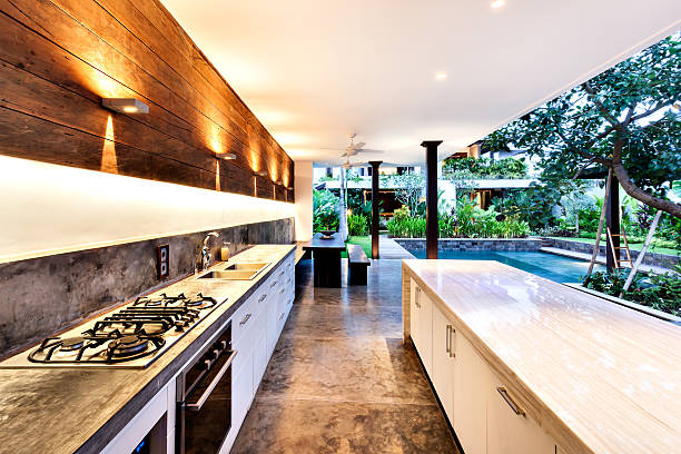 cocina de diseño abierta al exterior