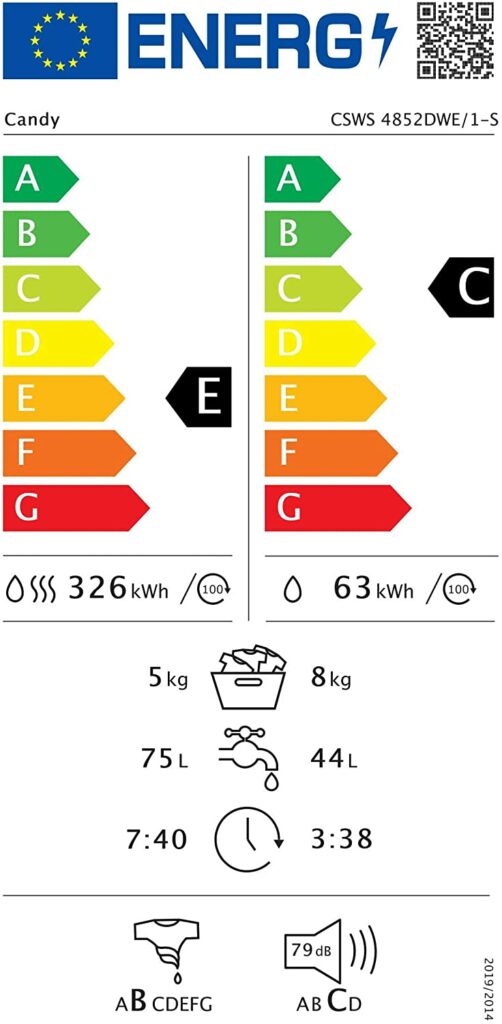 etiqueta energética de lavadora-secadora