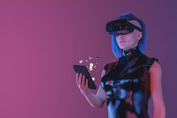 chica usando gadgets de realidad virtual