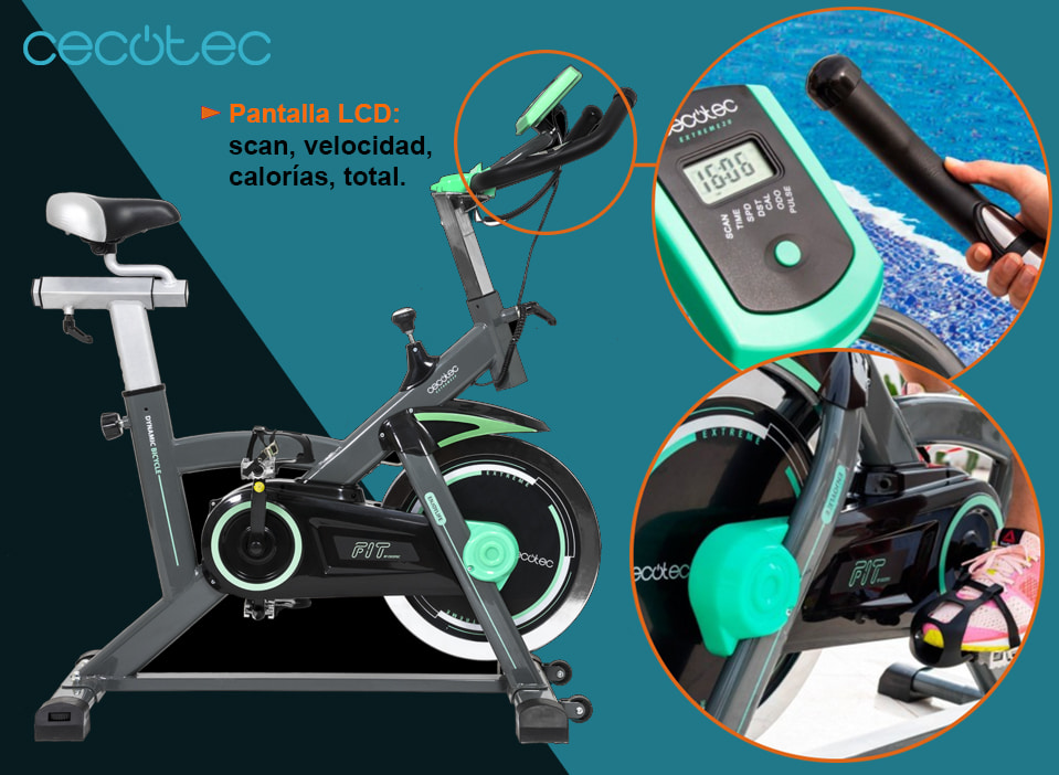 Cecotec Bicicletta Indoor Extreme 20 X: Volano 20 Kg, LCD, Supporto Smartphone, Allenamento Fluido