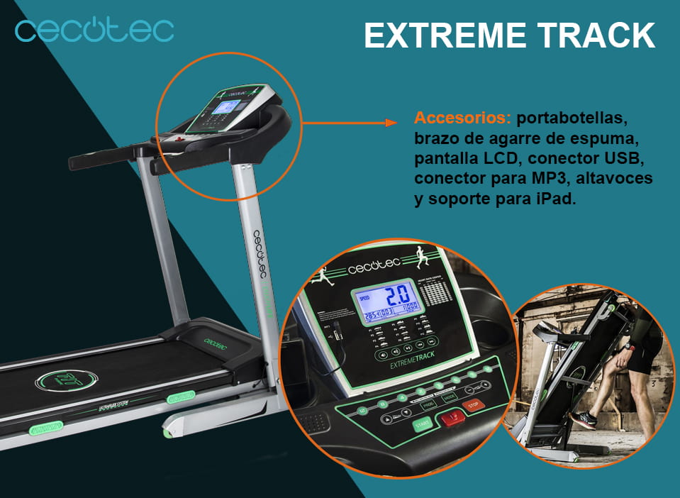 ExtremeTrack Vibrator Cinta de correr plegable eléctrica Cecotec