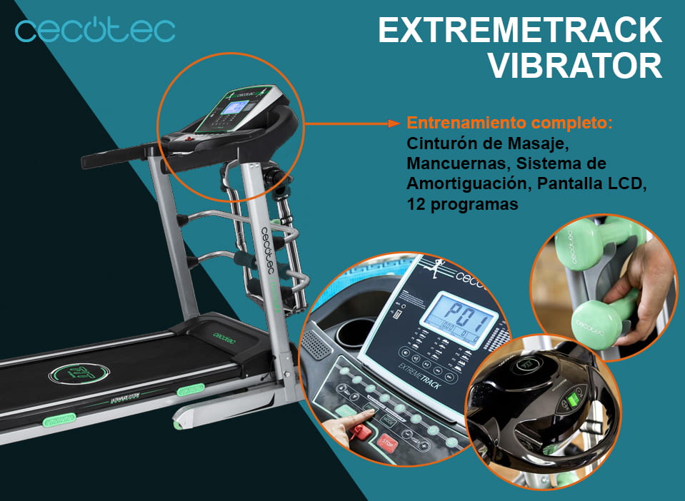Cinta de correr Cecotec Extreme Track Vibrator 3 CV con cinturón de masaje  plegable