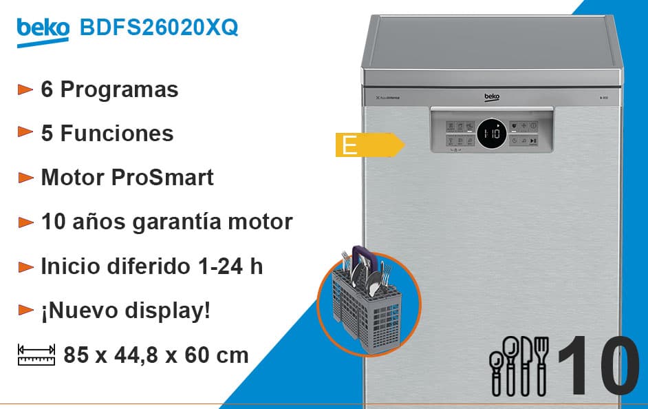 Lavavajillas BEKO BDFS26020XQ 45cm Inox E - Lavavajillas - Los mejores  precios