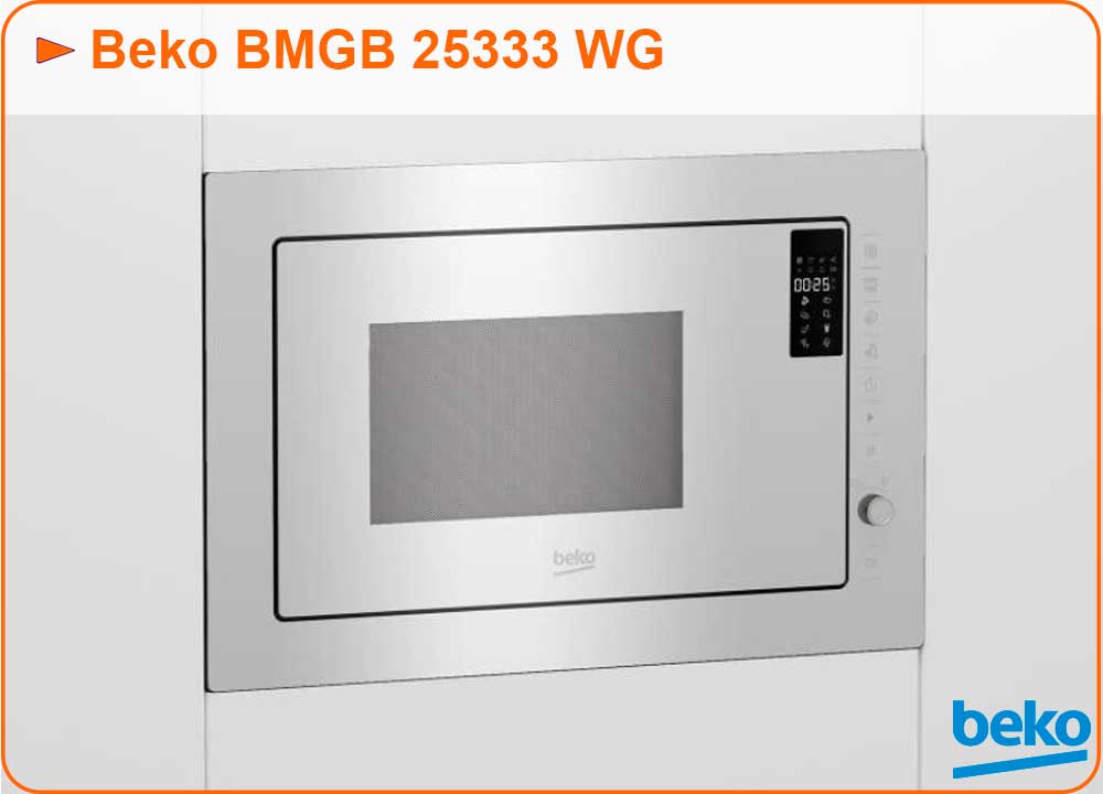 Microondas integrable Beko BMGB25333 WG, Cristal Blanco, 25 L, 900 W, Grill