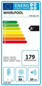Whirlpool AFB601AP - Congelador vertical bajo encimera de 85 x 60 cm Clase A+