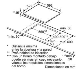 Bosch PKF631B17E - Placa vitrocerámica de 60cm con 4 fuegos Bisel delantero
