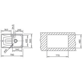 Teka 10120087 - Fregadero Universo 1C 1E 79 Reversible Mueble 45 Cm