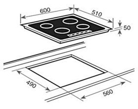 Placa Inducción Teka 10210072 4 Zonas Negra Cristal Biselado