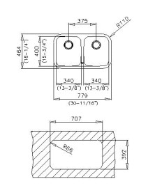 	Teka 10125026 - Fregadero Be 2C 780 2 Cubetas Mueble 90 Cm Inoxidable