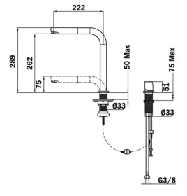 Teka AUK 983 - Grifo Monomando Giratorio Extraíble + Retráctil Cromo