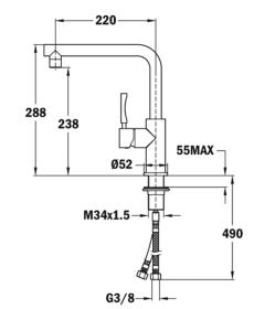 Teka 749140200 - Grifo INX 914 Monomando Caño Giratorio Acero Inoxidable