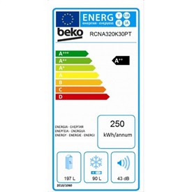 Frigorifico Beko RCNA320K30PT 185x60 Cm Clase A++ No Frost LED Look Inox