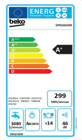 Lavavajillas Beko DFN16410X Acero Inox Clase A+ 14 cubiertos