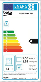 Cocina de gas Beko FSG62000DWL Blanco Clase A 85 x 60 x 60 cm