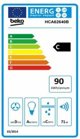 Campana Decorativa Inclinada Beko HCA62640B Negro 60 cm Clase C LED