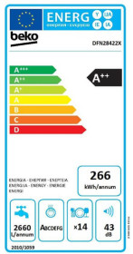 Beko DFN28422X - Lavavajillas 60Cm 14 Servicios Clase A++ Inox