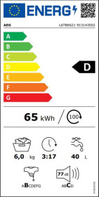 Lavadora AEG L6TBK621 Carga Superior 6 Kg Clase D 1200 Rpm