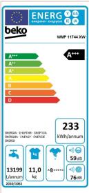 WMP11744XW - Lavadora Beko Clase A+++ -10% 11 Kg 1400 Rpm Motor Inverter