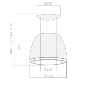 Elica PRF0098360A - Campana Edith Classic Decorativa 50 Cm Diámetro