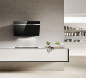 Elica PRF0120209 - Campana Decorativa Majestic Sense 90 cm Vidrio Negro + Inox