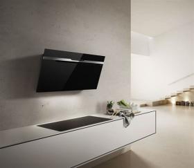 Elica PRF0120209 - Campana Decorativa Majestic Sense 90 cm Vidrio Negro + Inox