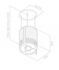 Elica 647149851 - Campana decorativa de Isla Recirculación 480m3/h Acero Inox