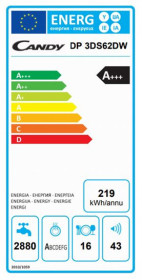 Candy CDP3DS62DW - Lavavajillas de 16 servicios Clase A+++ Ancho de 60cm