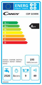 Candy CDP 2L949X - Lavavajillas de 45cm Acero Inox Clase A++ 9 Servicios
