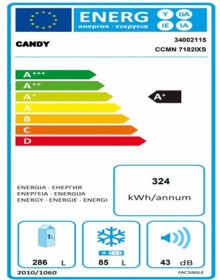 Candy CCMN 7182IXS1 - Frigorífico de 70cm NoFrost Clase A+ Acero inoxidable