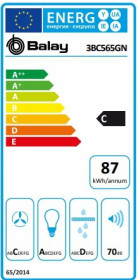 Balay 3BC565GN - Campana Decorativa Pared 60 Cm Cristal Negro Clase C