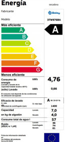 Balay 3TW976BA - Lavadora secadora A de 7 y 4 kg 1400 rpm VarioPerfect ExtraSilencio