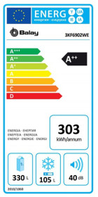 Balay 3KF6902WE - Frigorífico combinado 203 x 70cm NoFrost Clase A++