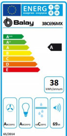 Balay 3BC696MX - Campana Decorativa Pared 90 Cm Clase A Inoxidable