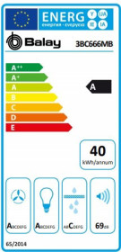 Balay 3BC666MB - Campana decorativa de 60cm Color Blanco 570 m³/h 69 dB (A)