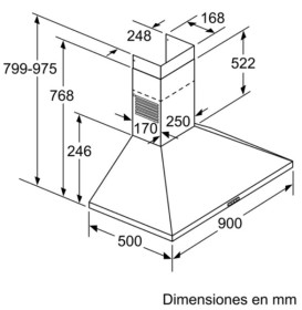 Balay 3BC696MN - Campana decorativa de 90cm negro 600 m³/h 69dB