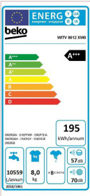 Beko WITV 8612 XW0 - Lavadora Integrable 8Kg 1200 rpm Clase A+++