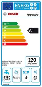 Bosch SPS25CW05E - Lavavajillas Serie 2 de 45cm 9 servicios Clase A+