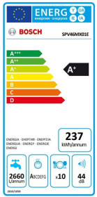 Bosch SPV46MX01E - Lavavajillas integrable de 45cm 10 servicios Clase A+