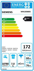 Siemens WM12E060ES - Lavadora iQ100 de 7kg Clase A+++ 1200rpm