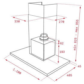 Teka 40487183 - Campana decorativa de pared DLH 1186 T Ancho de 1100mm