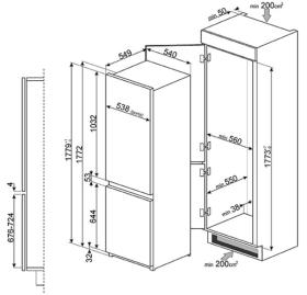 Smeg C7280NEP1 - Frigorífico combinado integrado de 177.2 x 56 cm Clase A+