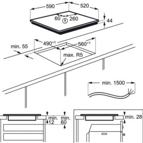 Aeg IKB63402FB - Placa biselada de inducción flexible de 60cm de 3 zonas