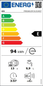 Aeg FFB52601ZW - Lavavajillas 60Cm 13 Servicios 5 Programas E Blanco