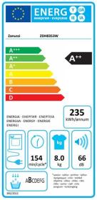 Zanussi ZDH8353W - Secadora con bomba de calor de 8kg Clase A++