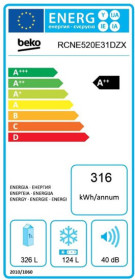 Beko RCNE520E31DZX - Frigorífico combinado inox con dispensador de agua A++