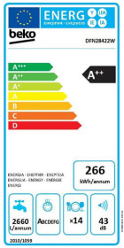 Beko DFN28422W - Lavavajillas A++ de 60cm para 14 cubiertos ProSmart Inverter