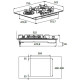 Beko HILL 75222 S - Placa de gas 4 fuegos + wok Cristal negro 75cm de ancho
