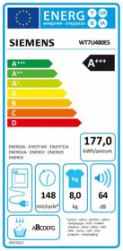 Siemens WT7U480ES - Secadora Bomba de Calor 8Kg A+++ Blanco