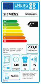 Siemens WT47G438ES - Secadora Bomba de Calor 8Kg Clase A++ Blanco