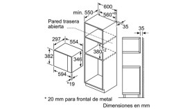 Siemens BE525LMS0 - Microondas Integrable sin Marco 38x60cm Negro